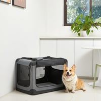 Amazon Basics sklopivi putni kavez s 4 vrata za pse, mačke, kuniće i kućne ljubimce, siva, veličina M 76x54x54 cm 7