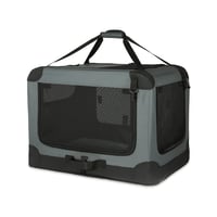 Amazon Basics sklopivi putni kavez s 4 vrata za pse, mačke, kuniće i kućne ljubimce, siva, veličina M 76x54x54 cm 1