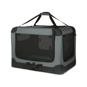 Amazon Basics sklopivi putni kavez s 4 vrata za pse, mačke, kuniće i kućne ljubimce, siva, veličina M 76x54x54 cm