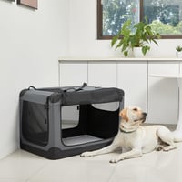 Amazon Basics Összecsukható Utazó Kennel 4 Ajtóval Macskáknak Kutyáknak Nyulaknak Szürke L 91x61x61 cm 7