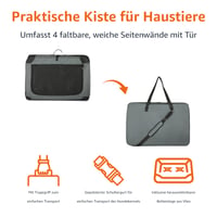 Amazon Basics Összecsukható Utazó Kennel 4 Ajtóval Macskáknak Kutyáknak Nyulaknak Szürke L 91x61x61 cm 3