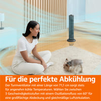 Oscilačný stĺpový ventilátor Amazon Basics – matná čierna – 71 cm, 35 W, 3 rýchlosti 4