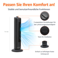 Oscilačný stĺpový ventilátor Amazon Basics – matná čierna – 71 cm, 35 W, 3 rýchlosti 2