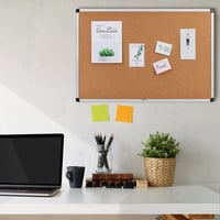 Avizier din plută Amazon Basics cu ramă din aluminiu, dreptunghiular, 90 x 60 cm, argintiu 6
