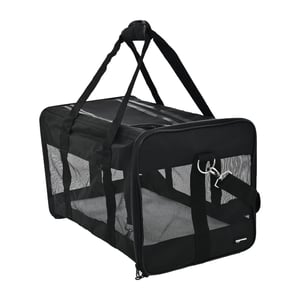 Geantă de transport moale Amazon Basics pentru animale de companie, câini, negru, mărimea L, 50x30,4x30,4 cm, cu ventilație — plasă cu găuri (stare: vezi a 2-a imagine)