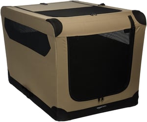 Mäkká skladacia klietka pre psov Amazon Basics, 91 x 61 x 61 cm, svetlohnedá, pre veľké psy