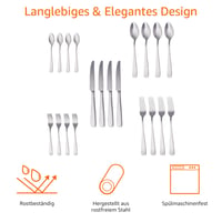 Set de tacâmuri Amazon Basics din oțel inoxidabil cu margine pătrată, 20 piese, pentru 4 persoane, argintiu 3