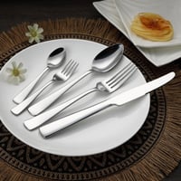 Set de tacâmuri Amazon Basics din oțel inoxidabil cu margine pătrată, 20 piese, pentru 4 persoane, argintiu 5
