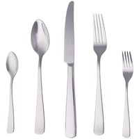Set de tacâmuri Amazon Basics din oțel inoxidabil cu margine pătrată, 20 piese, pentru 4 persoane, argintiu 1