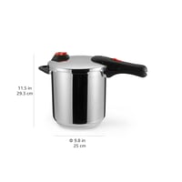 Amazon Basics nerezový tlakový hrniec s naparovacím košom a náhradným silikónovým tesnením, 9-litrový hrniec na varenie pod tlakom 6