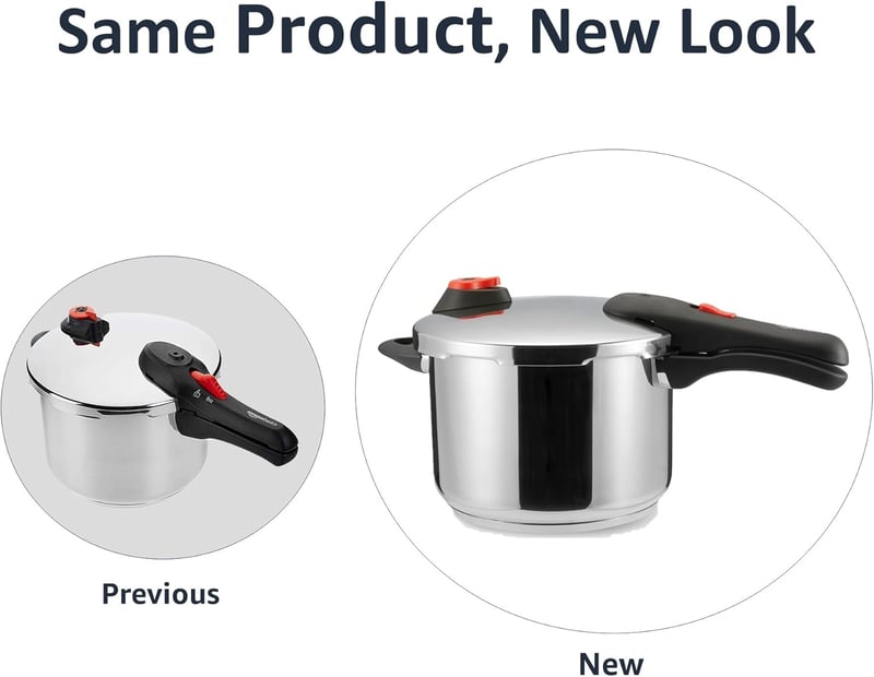 Amazon Basics rozsdamentes acél nyomásfőző gőzöléssel, indukciós, 6 liter, ezüst