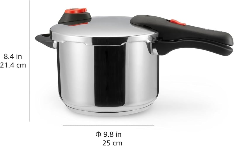 Amazon Basics rozsdamentes acél nyomásfőző gőzöléssel, indukciós, 6 liter, ezüst