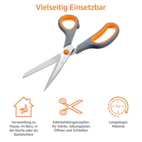 Foarfecă din oțel inoxidabil Amazon Basics cu mâner confortabil, strat PVD, ustensilă multifuncțională pentru birou și bucătărie, multicolor, set de 3 bucăți 3