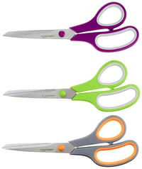 Foarfecă din oțel inoxidabil Amazon Basics cu mâner confortabil, strat PVD, ustensilă multifuncțională pentru birou și bucătărie, multicolor, set de 3 bucăți 1