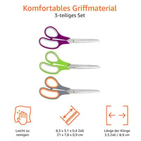 Foarfecă din oțel inoxidabil Amazon Basics cu mâner confortabil, strat PVD, ustensilă multifuncțională pentru birou și bucătărie, multicolor, set de 3 bucăți 4