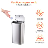 Amazon Basics kanta za otpatke od nehrđajućeg čelika s automatskim poklopcem, pravokutna, 50 litara, srebrna 4