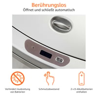 Amazon Basics kanta za otpatke od nehrđajućeg čelika s automatskim poklopcem, pravokutna, 50 litara, srebrna 3