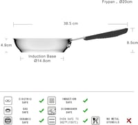 Amazon Basics rozsdamentes acél tapadásmentes serpenyő 20 cm indukciós - 20 cm, Non-stick 3