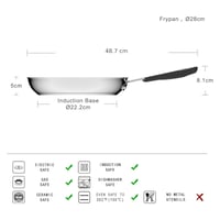 Tigaie antiaderentă din oțel inoxidabil Amazon Basics 28 cm - compatibilă cu plite cu inducție, cu mâner ergonomic 3