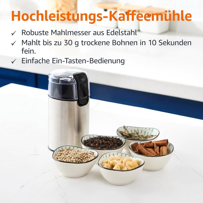 Amazon Basics Rozsdamentes Elektromos Kávéőrlő