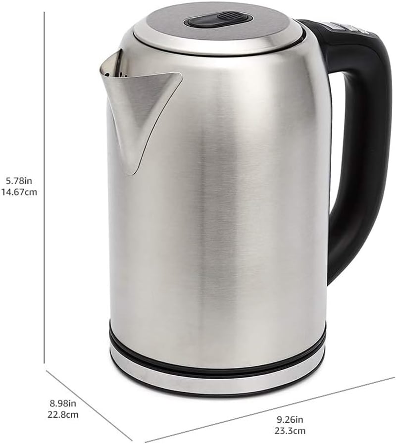 Amazon Basics Rozsdamentes Vízforraló Digitális Kijelzővel, Hőmérséklet Szabályozás, 1.7L