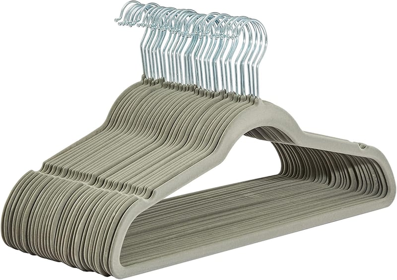 Amazon Basics Ruhaakasztó Öltönyökhöz és Ruhákhoz - Pack of 30, Grey, Without tie clip