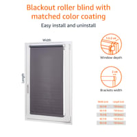 Zatemňovacia roleta Amazon Basics, UV ochrana, tepelná izolácia, s možnosťou skrátenia, roleta na okno bez vŕtania, 86 x 150 cm, tmavosivá 3