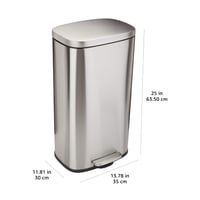 Amazon Basics Szatén Nikkel Szögletes Lágyan Záródó Fedeles Konyhai Szemetes Pedálos 30 l Konyha Fürdőszoba Iroda 3