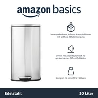 Amazon Basics Szatén Nikkel Szögletes Lágyan Záródó Fedeles Konyhai Szemetes Pedálos 30 l Konyha Fürdőszoba Iroda 5