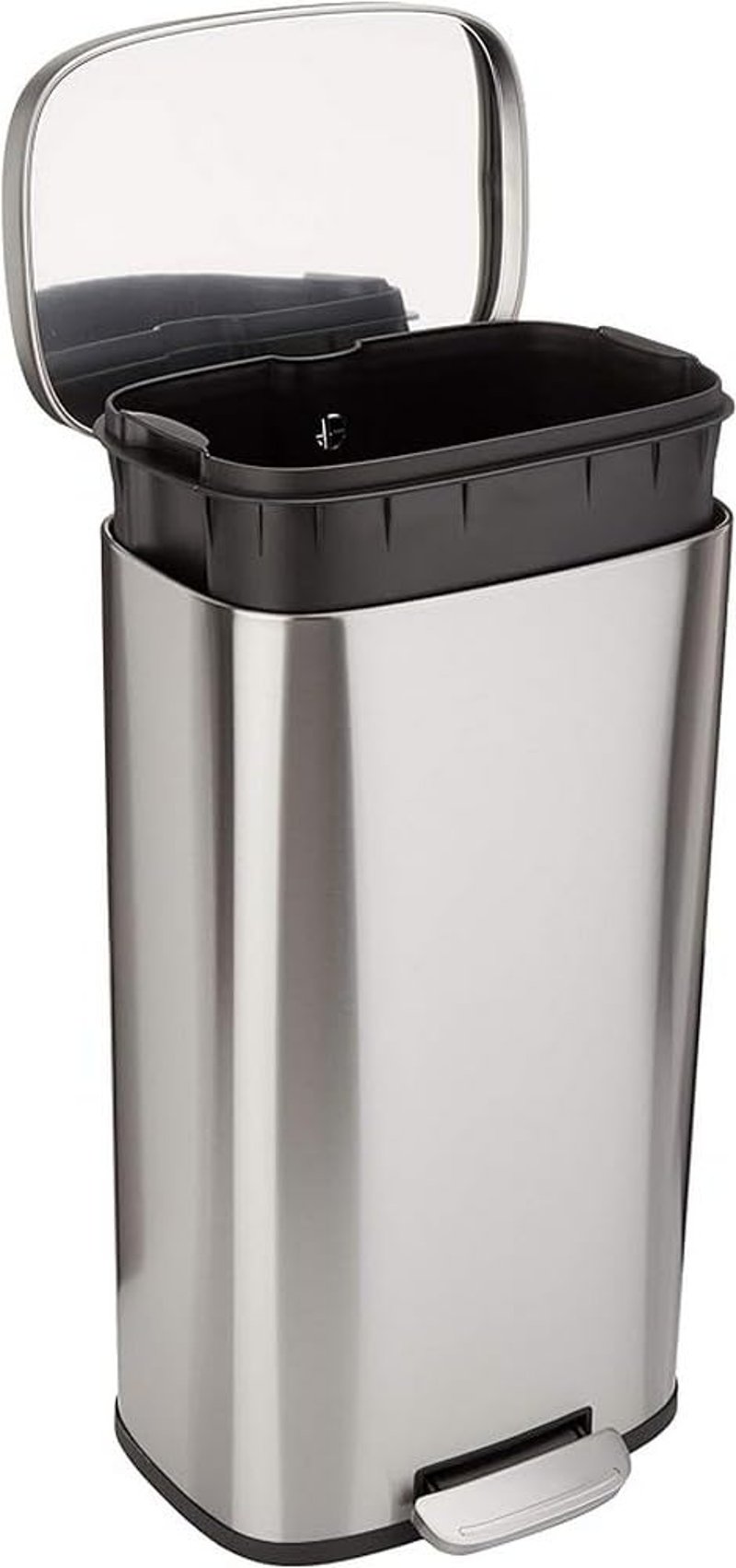 Amazon Basics Szatén Nikkel Szögletes Lágyan Záródó Fedeles Konyhai Szemetes Pedálos 30 l Konyha Fürdőszoba Iroda