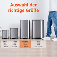 Amazon Basics Szatén Nikkel Szögletes Lágyan Záródó Fedeles Konyhai Szemetes Pedálos 30 l Konyha Fürdőszoba Iroda 4