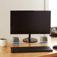 Amazon Basics Stereo 2.0 PC a notebook reproduktory, 3,5 mm AUX vstup, USB napájanie, strieborné 5