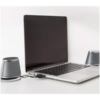 Amazon Basics Stereo 2.0 PC a notebook reproduktory, 3,5 mm AUX vstup, USB napájanie, strieborné 6