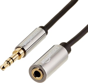 Predlžovací stereo AUX kábel Amazon Basics, 3,5 mm jack (samec-samica) – čierny – 1,8 m
