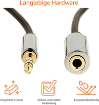Amazon Basics sztereó AUX hosszabbító kábel 3,5 mm jack (apa-anya) - fekete - 1,8 m 2