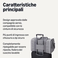 Amazon Basics Szürke Hordozótáska Macskáknak és Kutyáknak, Légáteresztő Hálóval, Repülőgépen Engedélyezett 2
