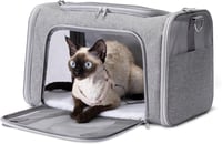 Amazon Basics Szürke Hordozótáska Macskáknak és Kutyáknak, Légáteresztő Hálóval, Repülőgépen Engedélyezett 1