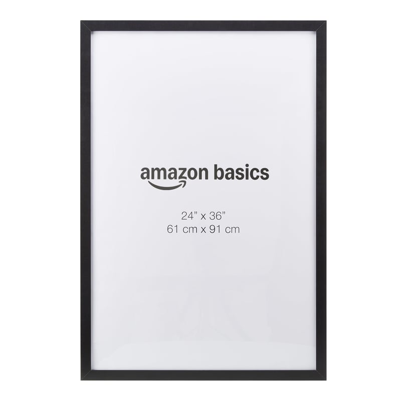 Ramă foto și pentru postere Amazon Basics, dreptunghiulară, din lemn, neagră, 61x91 cm, cu agățătoare de perete