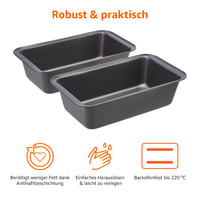 Amazon Basics pravokutni kalup za kruh, 2 komada, neprianjajući, ugljični čelik, sivi, 27x15x7 cm 2