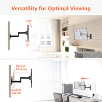Suport de perete TV cu mișcare completă Amazon Basics pentru televizoare și monitoare plate și curbate de 12-40 inchi, max. 36 kg, VESA 200x200 mm, negru 4