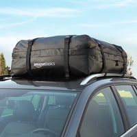 Geantă portbagaj auto Amazon Basics 425L, impermeabilă, pliabilă, pentru vehicule cu bare transversale, 8 chingi de fixare consolidate, negru 7