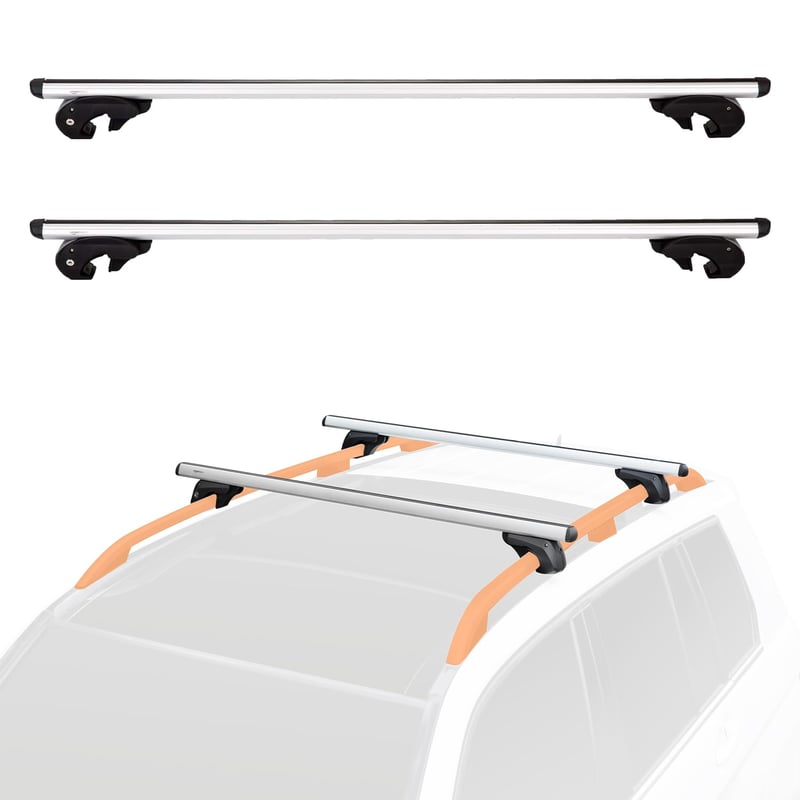 Sada strešných nosičov Amazon Basics, 142 cm, pre rozstup do 126 cm, pre vyvýšené pozdĺžne lišty, 2 ks, čierna/strieborná