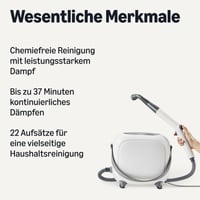 Viacúčelový parný čistič Amazon Basics, 1500 W, 1,5 l nádrž, 22 kusov príslušenstva, biely 2