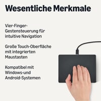 Touchpad Amazon Basics cu gesturi multi-point, cu fir USB-C pentru PC Windows, 16,2 cm, cablu 1,8 m, negru 2