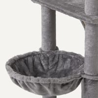 Amazon Basics többszintes macska kaparófa házzal, függőággyal, sisalrampával, függő labdával, 152,7 cm magas, szürke 3