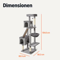 Amazon Basics többszintes macska kaparófa házzal, függőággyal, sisalrampával, függő labdával, 152,7 cm magas, szürke 5