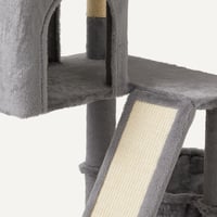 Amazon Basics többszintes macska kaparófa házzal, függőággyal, sisalrampával, függő labdával, 152,7 cm magas, szürke 4