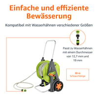 Vozík na záhradnú hadicu Amazon Basics s kolieskami, s 30 m hadicou, zelený/sivý, na polievanie záhrady, viditeľne používaný 4