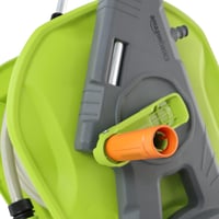 Vozík na záhradnú hadicu Amazon Basics s kolieskami, s 30 m hadicou, zelený/sivý, na polievanie záhrady, viditeľne používaný 6