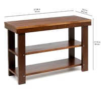 Amazon Basics tömör fenyőfa cipőtároló pad 3 szintes előszoba cipőállvány barna 70x26x45 cm 3